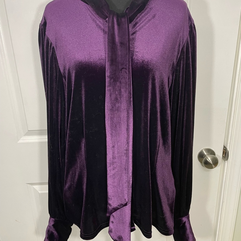 Unique Vintage Deep Purple Velvet Top Size Large 10-12 CB-40
